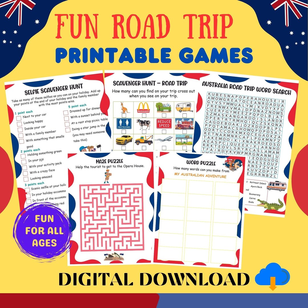Australian Road Trip Games Printable: Kids Travel Activities (PDF) - Etsy