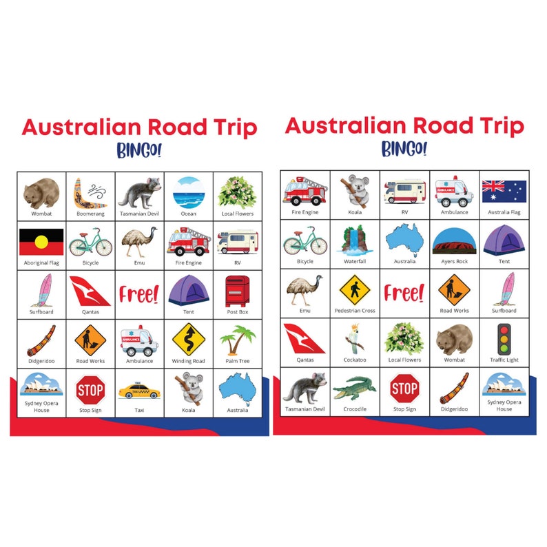 Australian Road Trip Bingo: Printable Family Game (PDF Download) - Etsy