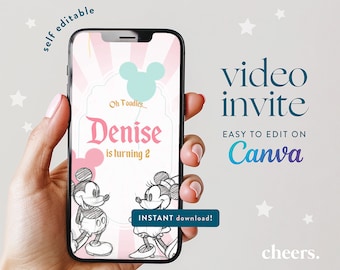 Magic Kingdom SELF EDITABLE Video Invitation - Canva template - Birthday Invitation
