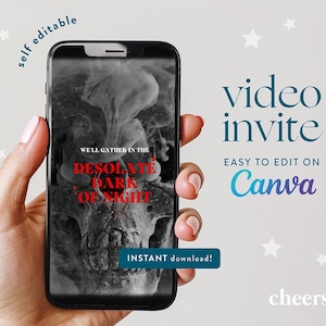 Invitación de video autoeditable de Halloween de Horror Story - Plantilla de Canva - Invitación para fiesta de Halloween