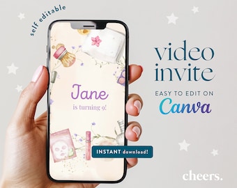 スパデーのセルフ編集可能なビデオ招待状 - Canva テンプレート - スパ パーティー招待状 - 贅沢な誕生日招待状