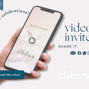 Baptism Video Card, Animated Invitation. Tarjeta animada de Bautismo