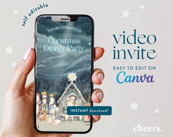 Silent Night Premium Weihnachtskarte Einladung - SELF EDITIERBARE - Weihnachtsgeschichte Luxus Karte
