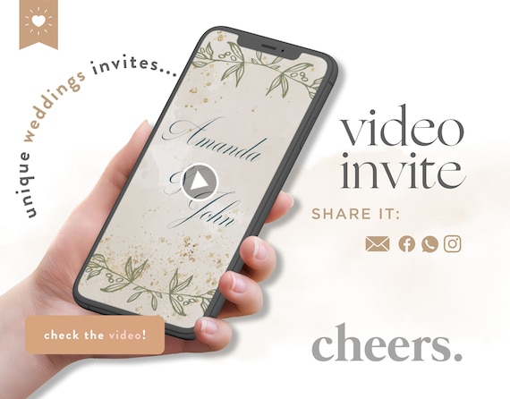 Destination Wedding Video Invitation. Animated Card. Tuscany