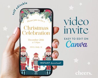 Weihnachtsnussknacker SELBST EDITIERBARE Video Einladung - Weihnachtskarte Nussknacker - Weihnachtsfeier einladen