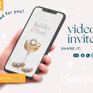 Bubbles & Pearls Party Invitation - Champagne Party Invite - Adult Birthday Invitation