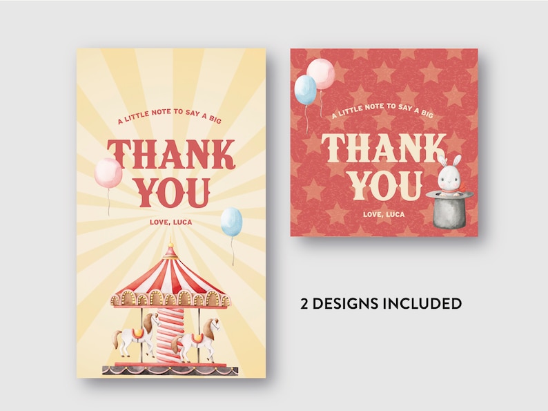 Circus Carnival Thank You Tags Editable Thank You Tags Corjl Carnival ...