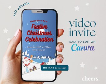 Santa Weihnachten SELF EDITIERBARE Video Einladung - Weihnachten Invite Santa