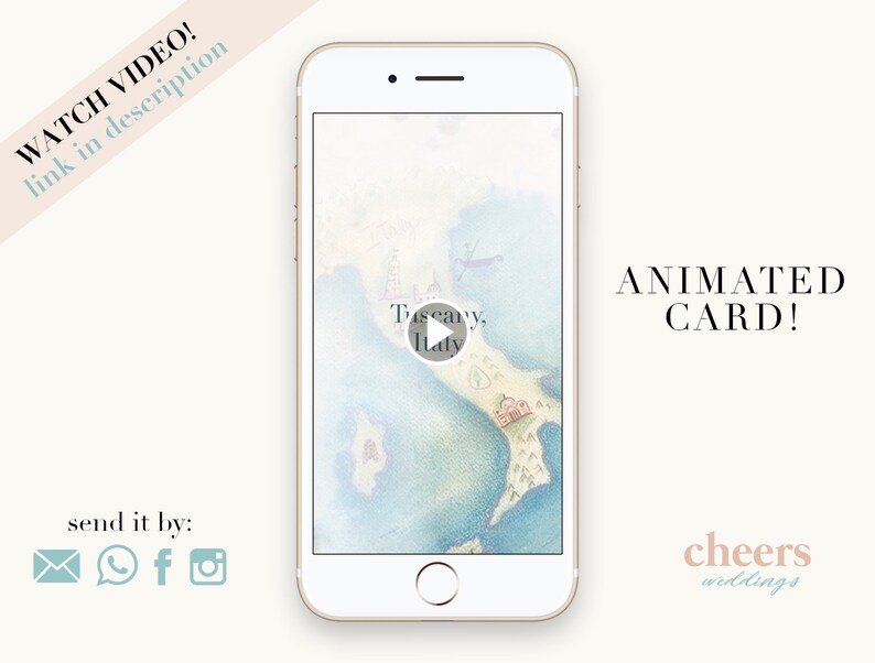 Destination Wedding Video Invitation. Animated Card. Tuscany image 2