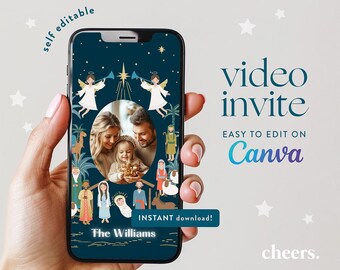 Krippe Weihnachtsgrüße SELF EDITIERBARE Video Karte Einladung - Weihnachten Familien Grüße Krippe