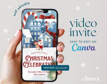 Weihnachtsszene SELF EDITIERBARE Video Einladung - Weihnachtsfeier einladen - Weihnachtsgrußkarte