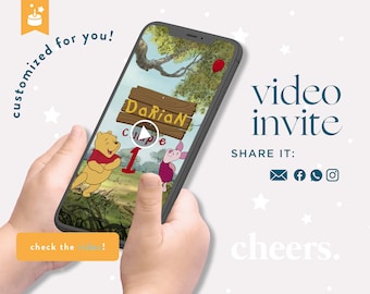 Winnie the Pooh animated Invite- Cutomized. Watch video in description