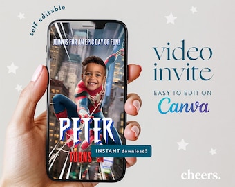 Spiderman Einladung SELF EDITIERBAR auf Canva - Spiderman Invite - Superhelden-Einladung