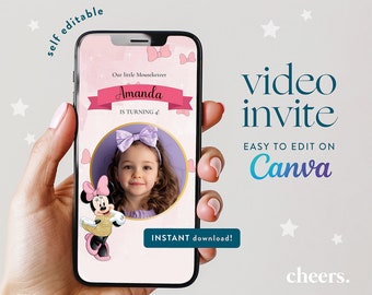 Minnie Mouse SELF EDITIERBARE Video Einladung - Magische Minnie Geburtstagseinladung