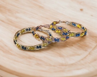 Handmade Blue & Yellow Bracelet – Ukraine Flag Jewelry, Gold Silver Rose Gold, Gift of Solidarity