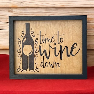 Handcrafted Rustic Wood-Burned Wine Sign for Bar or Home Decor, Retirement Gift