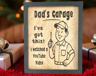 Rolig pappas garageskylt handgjord vedeldad garagedekor