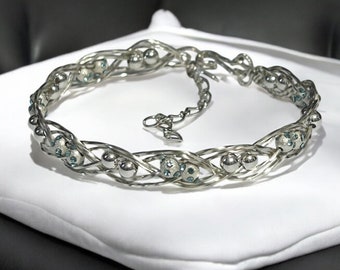 Mars Födelsesten Akvamarin Kristallpärlor – Justerbar Förlängningskedja