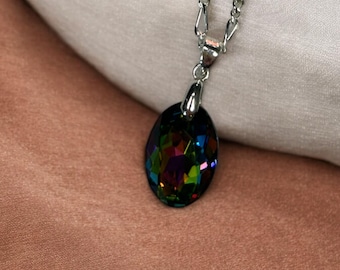 Sterling Silver Kristallhänge på Figarokedja - Handgjorda Smycken Gåva