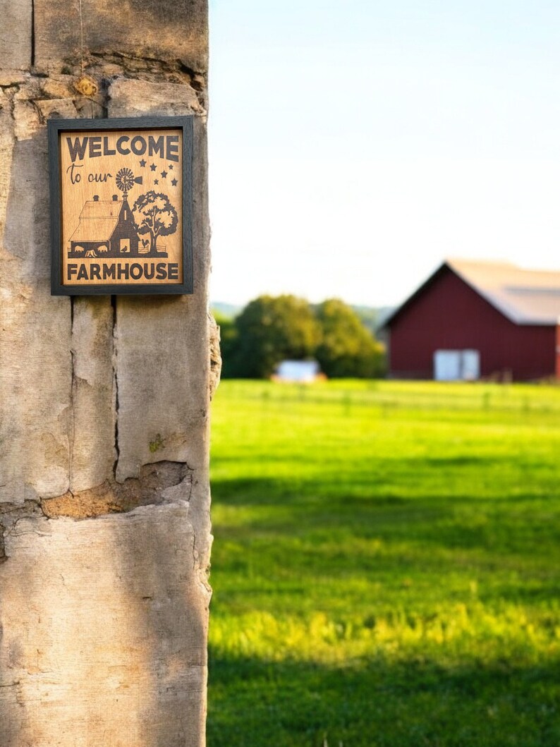 Rustic Farmhouse Welcome Sign Handcrafted Wood-burned Decor for Country ...