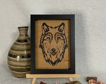 Wood Burned Wolf Art