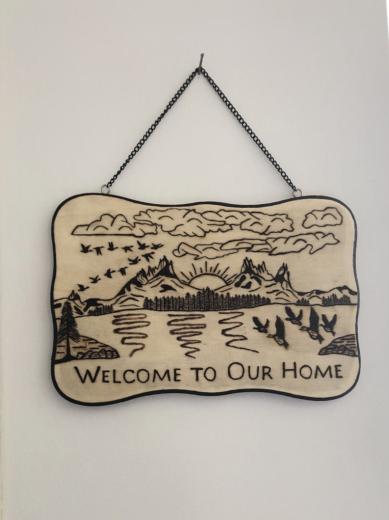 Wood Burned Welcome to Our Home Sign 4