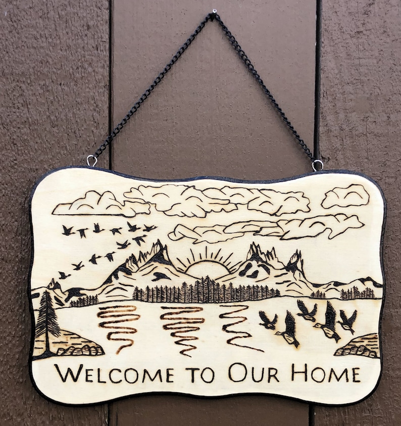 Wood Burned Welcome to Our Home Sign 4