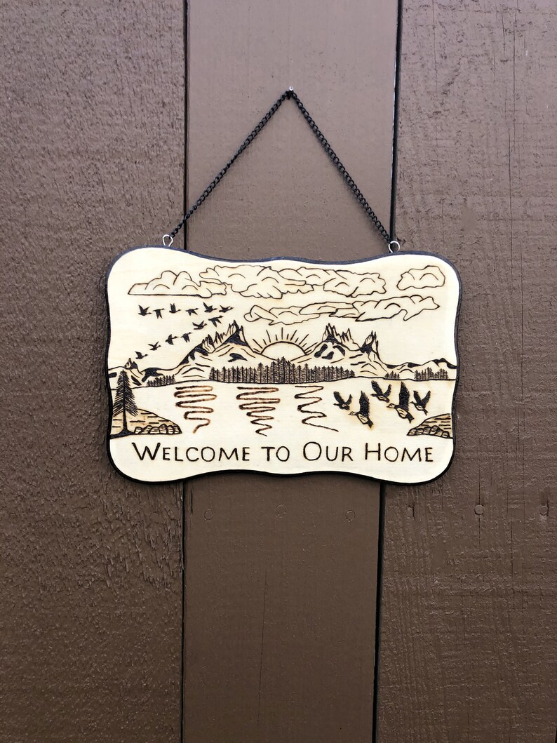 Wood Burned Welcome to Our Home Sign 4