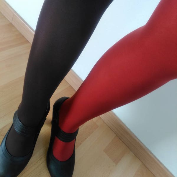 Collants, Collants fantaisie, Tights for woman, Hand made, Pantyhose, Collants uniques, Collants bicolores,