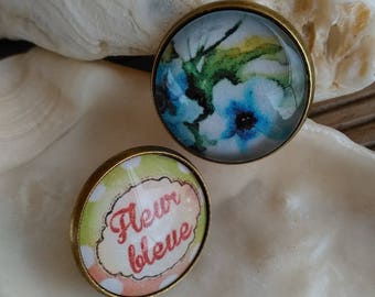 Boucles, Boucles d'oreilles, Bijoux, Bijoux fantaisie, Clous, Clous d'oreilles, modèle unique, Hand made, Earring, Costume jewellery, Fleur