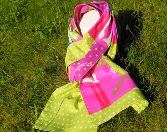 Long scarf, Large scarf, Colorful scarf, Pink and green scarf, Accessories, Scarf, Sling for woman, Muffler, Animal scarf,