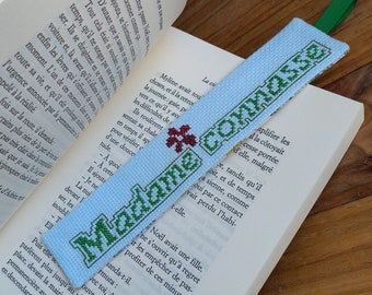 Embroidered bookmark, Fabric bookmark, Unique bookmark, Blue bookmark, Bookmark, Embroidered bookmark, Page turner, Embroidered page turner