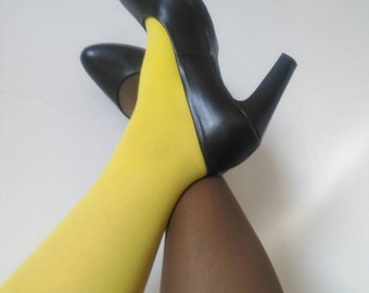 Collants, Collants jaune, Yellow tights, Collants fantaisie, Tights, Pantyhose, Collants addict, Tights addict, Collants bicolores,