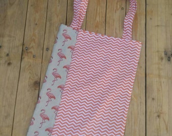 Sac femme, Sac famants rose, Flamingo bag, Hand made bag, Pink and orange bag, Sac écolo, Sac lavable, Sac original, Sac unique, Tote bag