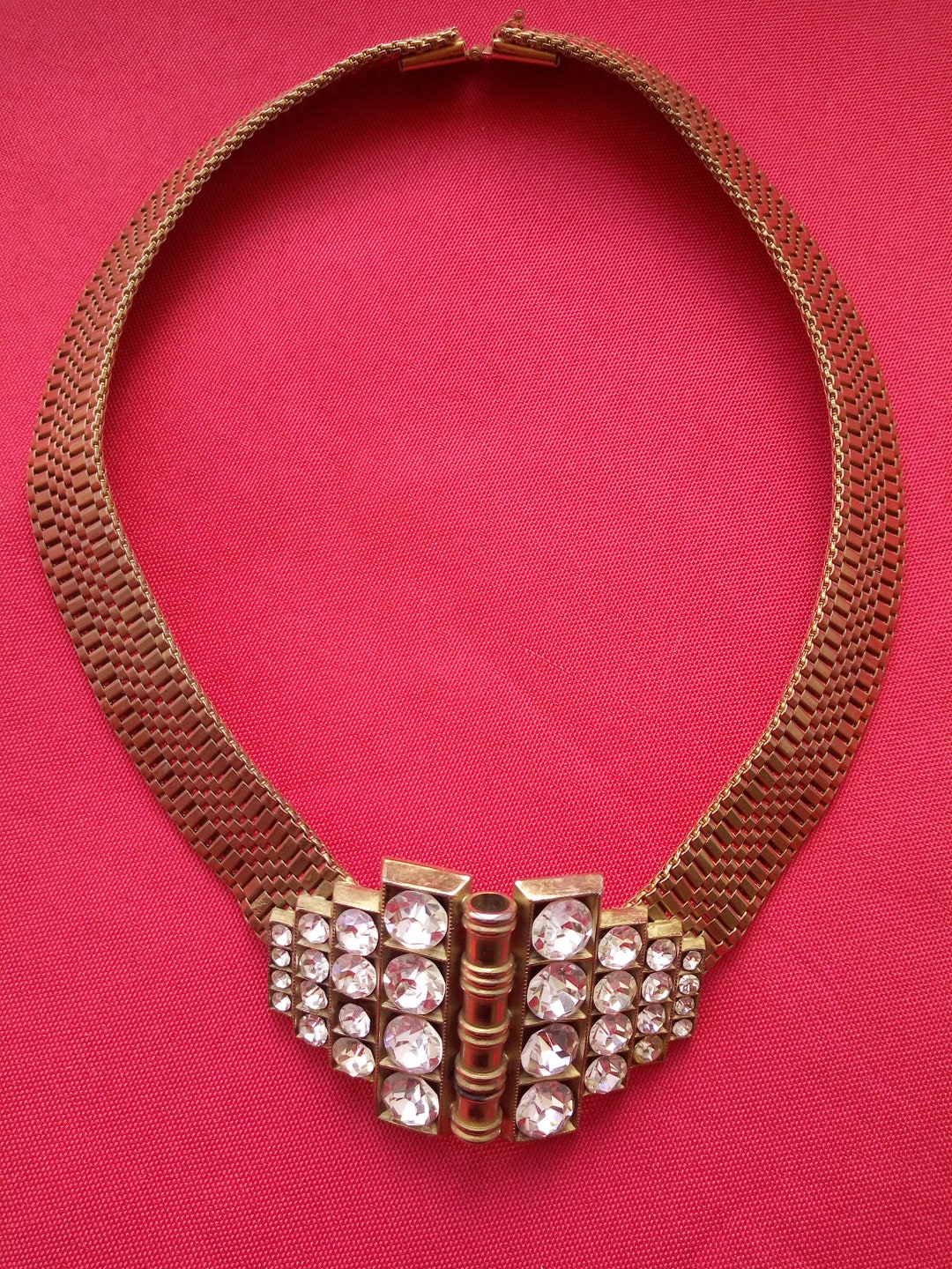 Collier Ras De Cou Vintage En Acétate De Cellulose Bleu Marbré - Années 90 - Très Bon État
