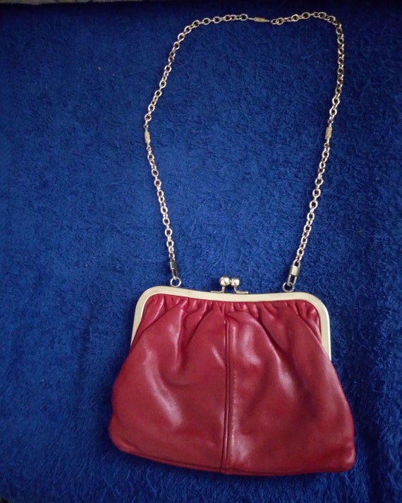 Sac Vintage en cuir rouge - image 2