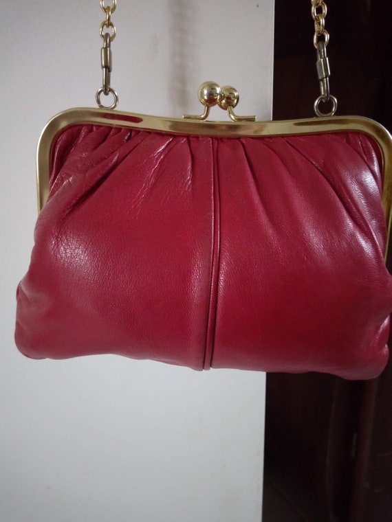 Sacoche Toilette Vintage En Cuir Rouge SOCO - Étui élégant Rétro