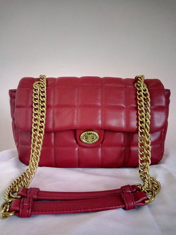 VERSACE jeans couture sac à main rouge bordeaux