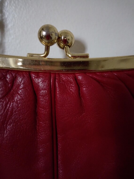 Sac Vintage en cuir rouge - image 3