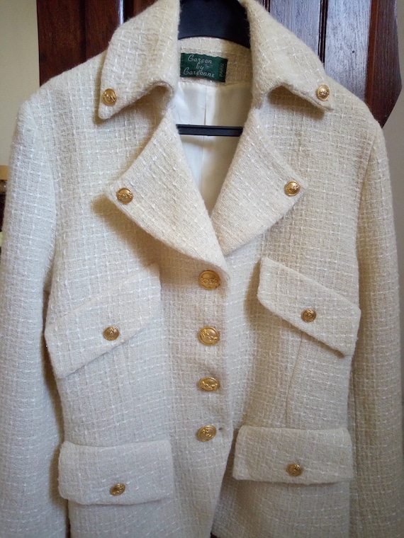 Veste vintage en tweed ivoire taille 38 FR