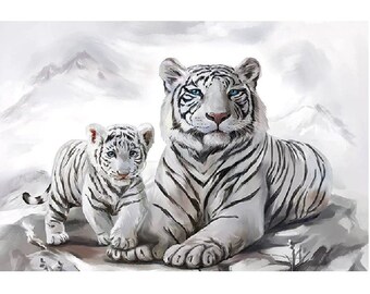 white tiger painting etsy