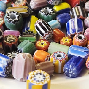 Handmade African Chevron Glass Beads - Ethnic/Tribal Beads/Striped Multicolor Beads - Vintage Beads