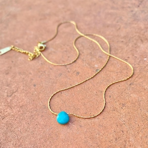 Minimalist choker necklace gold plated stainless steel drop natural stone apatite