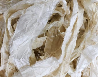 X 1 meter cream sari silk