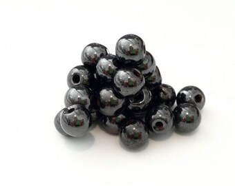 X 50 magnetic hematite beads 6mm stone