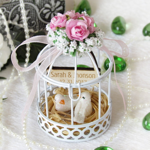 Wedding Favor Boxes,Birdcage Wedding Favor Box,Shower Favors,Candy Boxes,Gift for Guests,Bird Cage Wedding Candle Holder, Personalized Tags