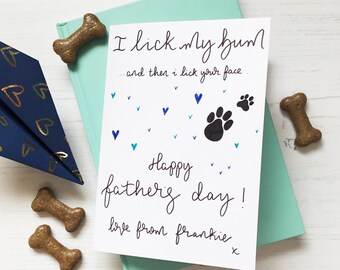 Funny Dog Father's Day Card: Hand-Drawn Calligraphy