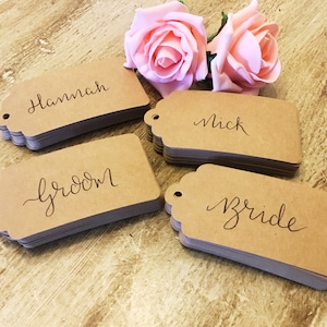 Wedding place cards, hand drawn wedding place cards, rustic wedding place cards, calligraphy, personalised, place cards, kraft wedding cards