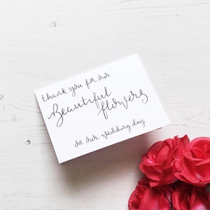 Wedding florist thank you card, thank you for our wedding flowers card, wedding florist, wedding flowers card, thank you for our flowers