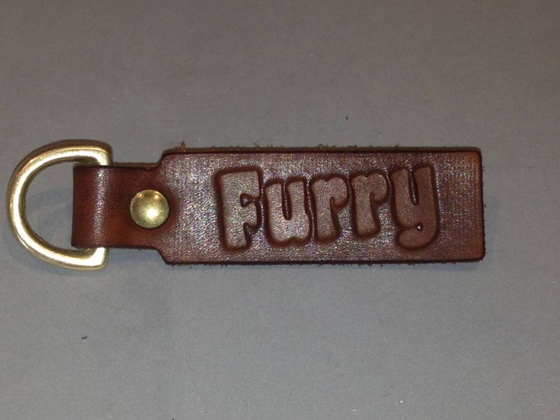 hand made leather keyfob 'FURRY' 